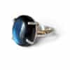 Bague argent 925 labradorite qualité AA sertissage griffes vue profil
