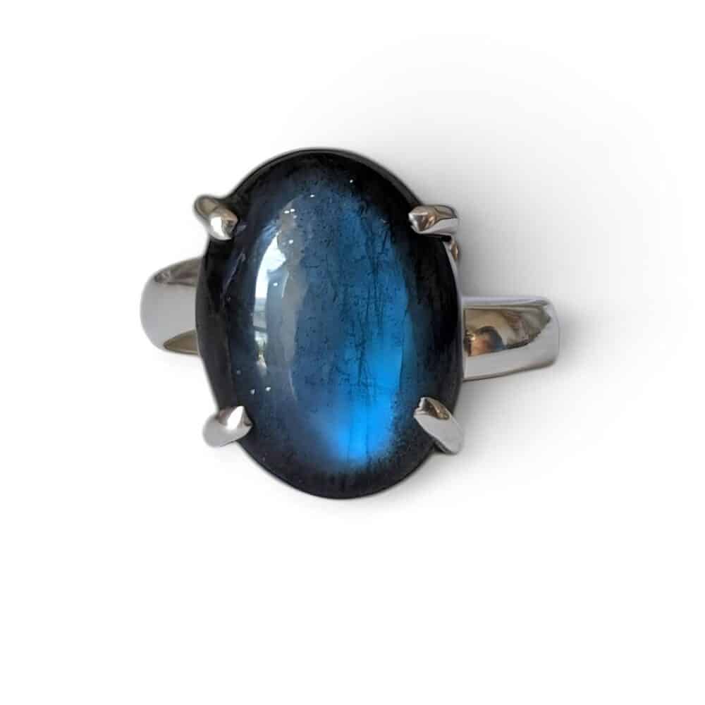 Bague argent 925 labradorite naturelle intuition et protection