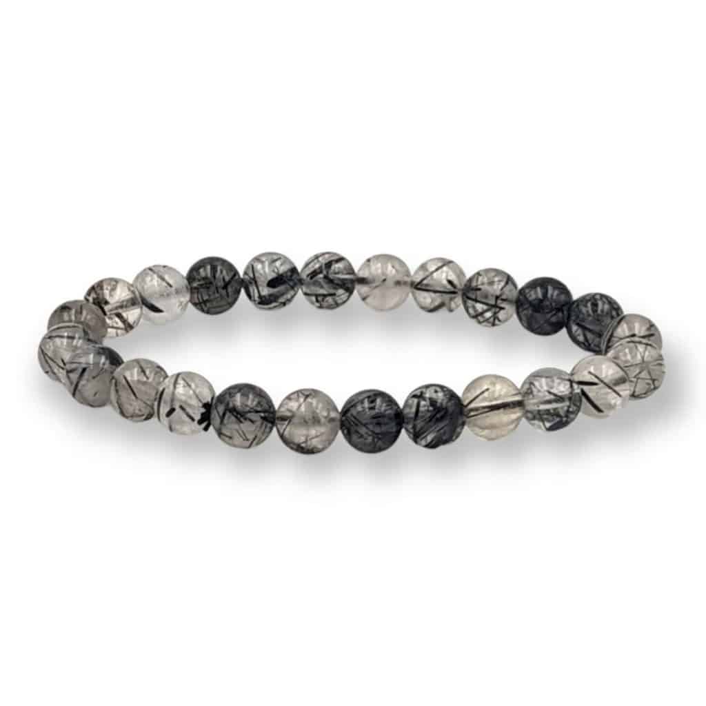 Bracelet Cristal de roche et Tourmaline 8 mm