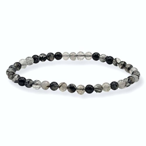 Bracelet Cristal de roche et Tourmaline 4 mm
