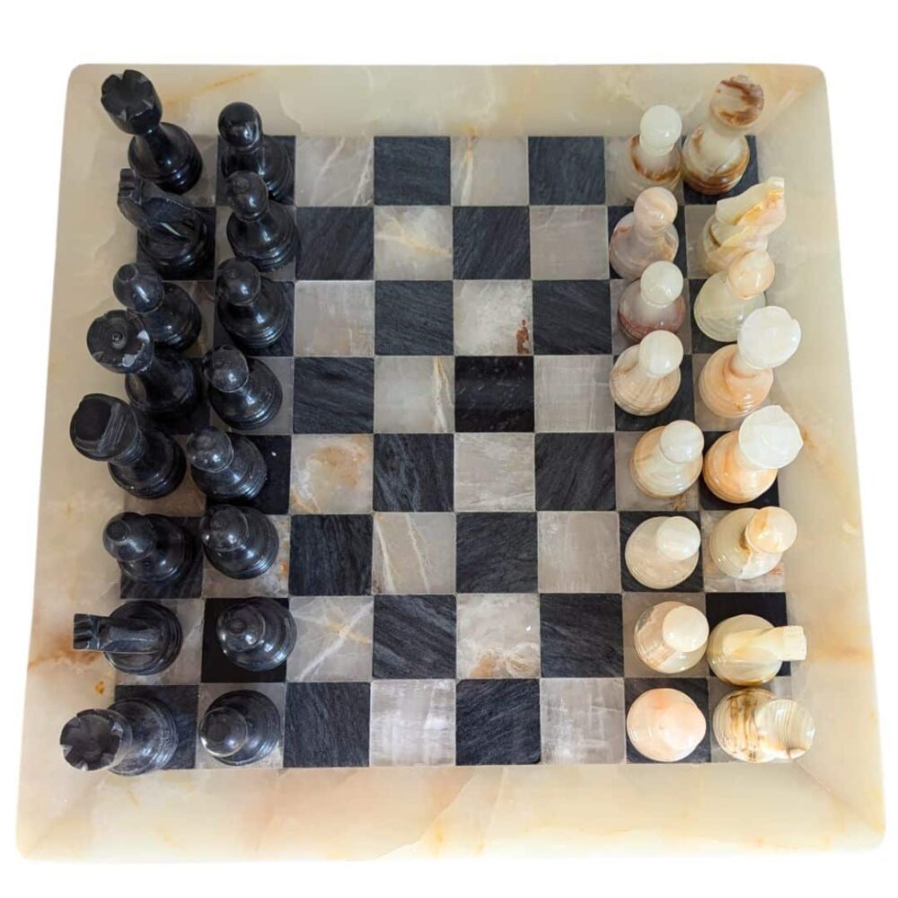 Jeu d'Échecs en Pierre naturelle noir et blanc