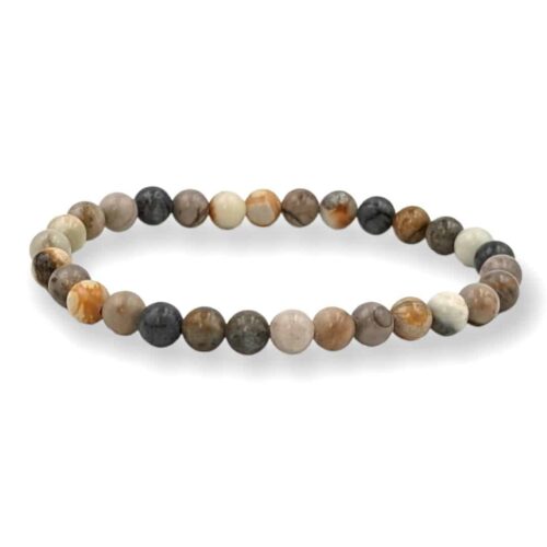 Bracelet Jaspe feuille d’argent  6mm