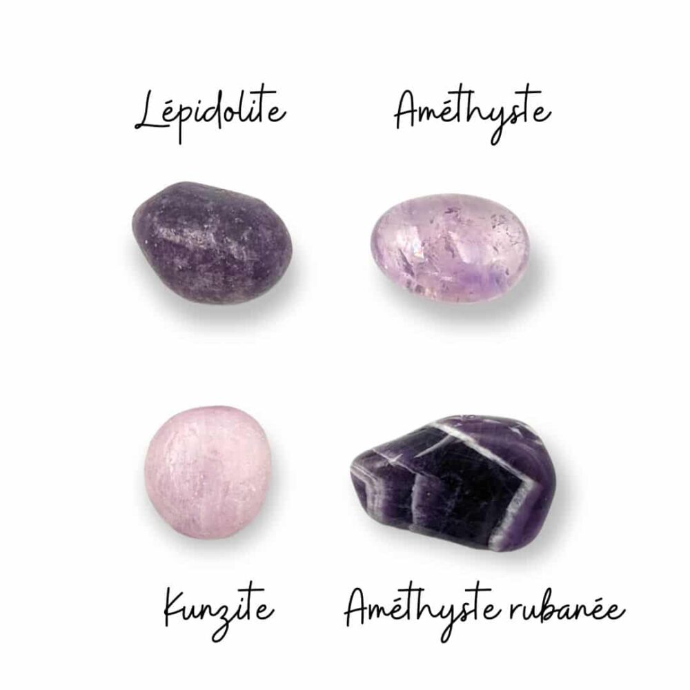lépidolite améthyste claire et rubanée kunzite