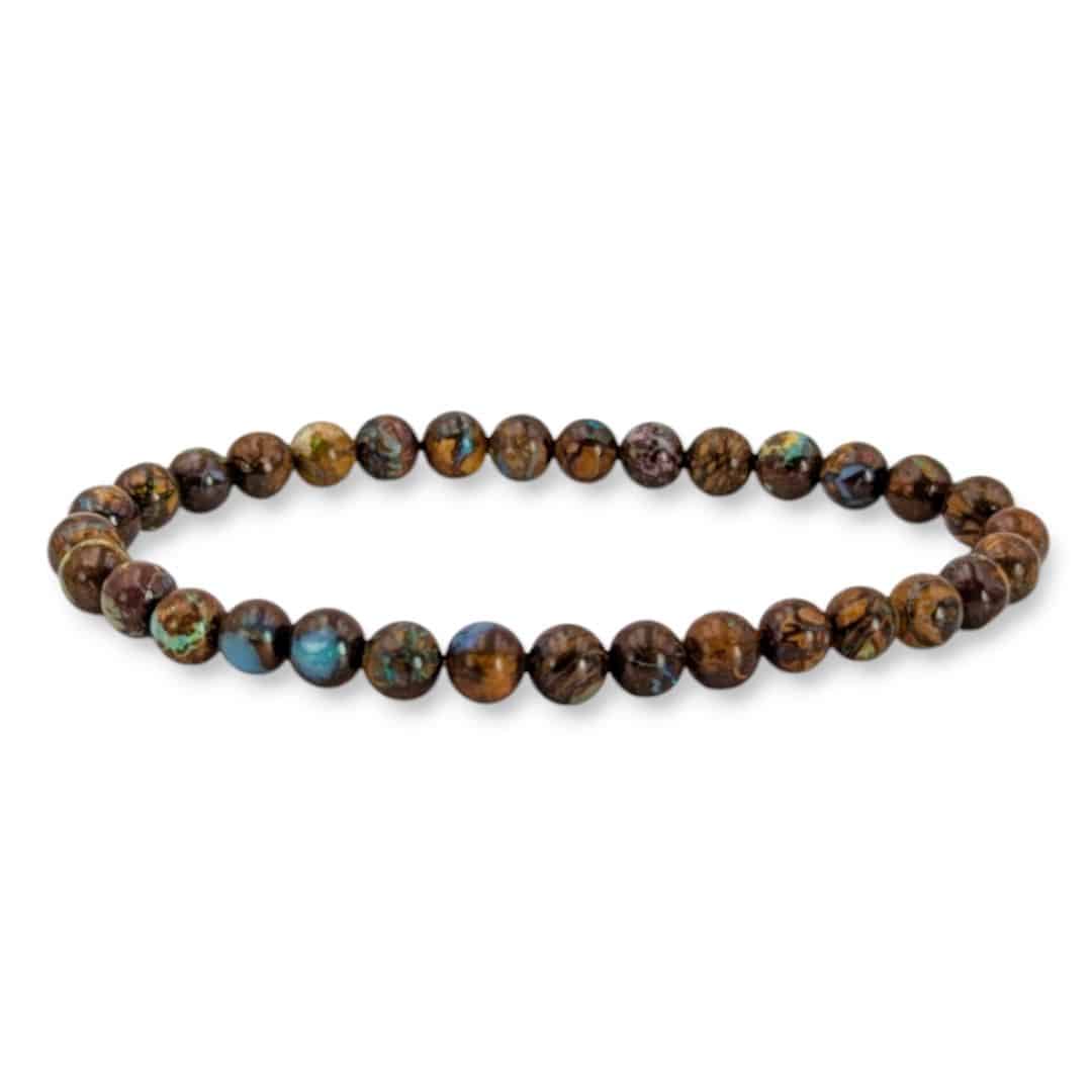 Bracelet Perles 10mm En Opale Boulder Matrix - 25.63g - Rare Et Naturel