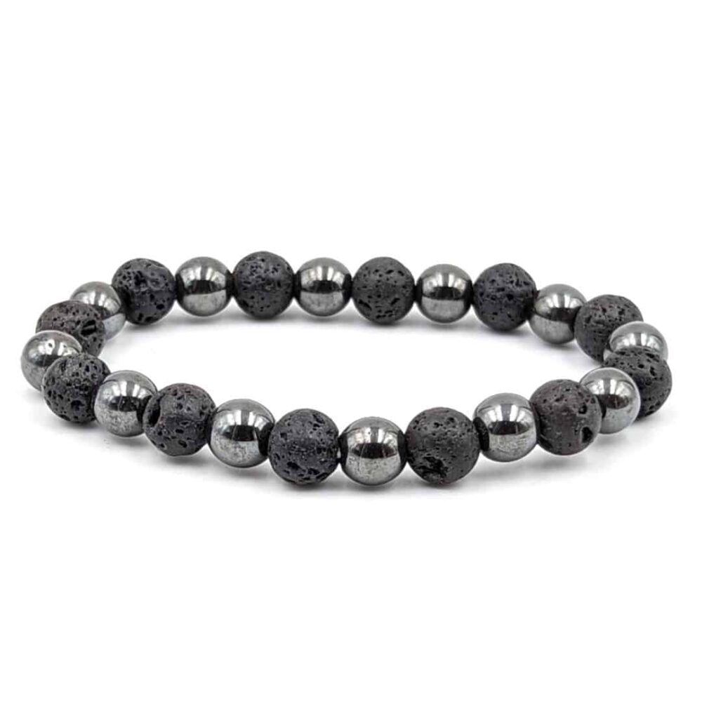 Bracelet pierre de lave / hématite 8mm