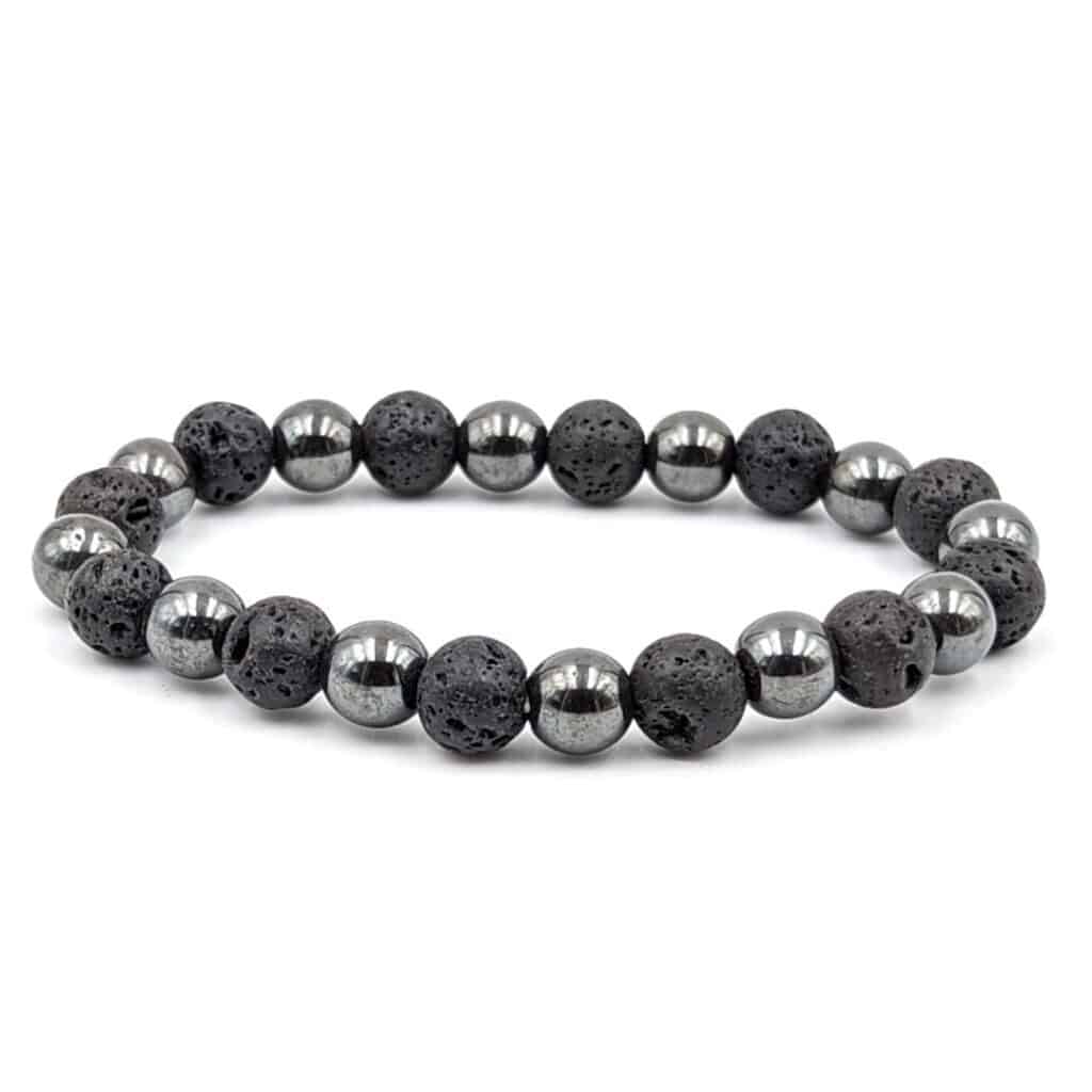 Bracelet pierre de lave / hématite 8mm