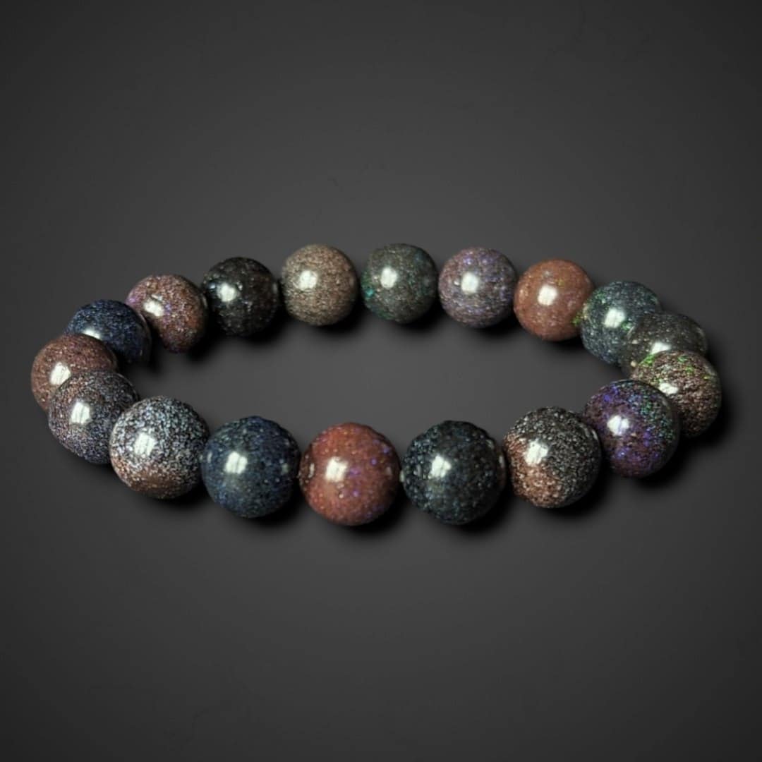 Bracelet En Opale Naturelle Biseautée - Largeur 20 Mm, Extensible, Bleu - Fabriqué En France, Neuf Avec étiquettes
