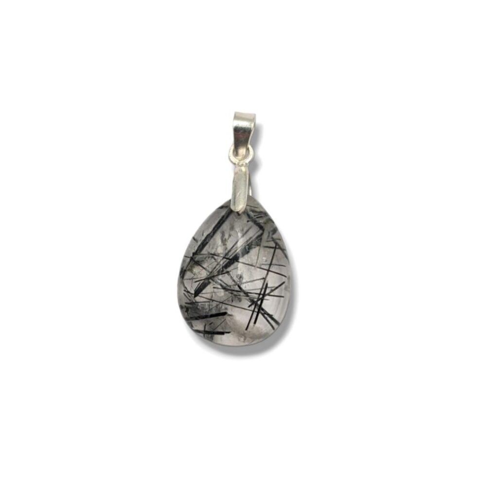 Pendentif Cristal de roche avec Tourmaline | qualité extra