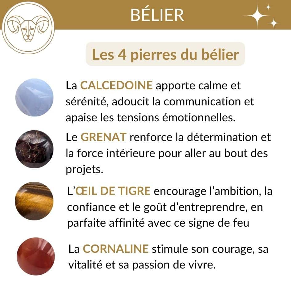 quelle pierre pour le signe belier calcédoine oeil de tigre grenat cornaline lithotherapie belier energie et confiance