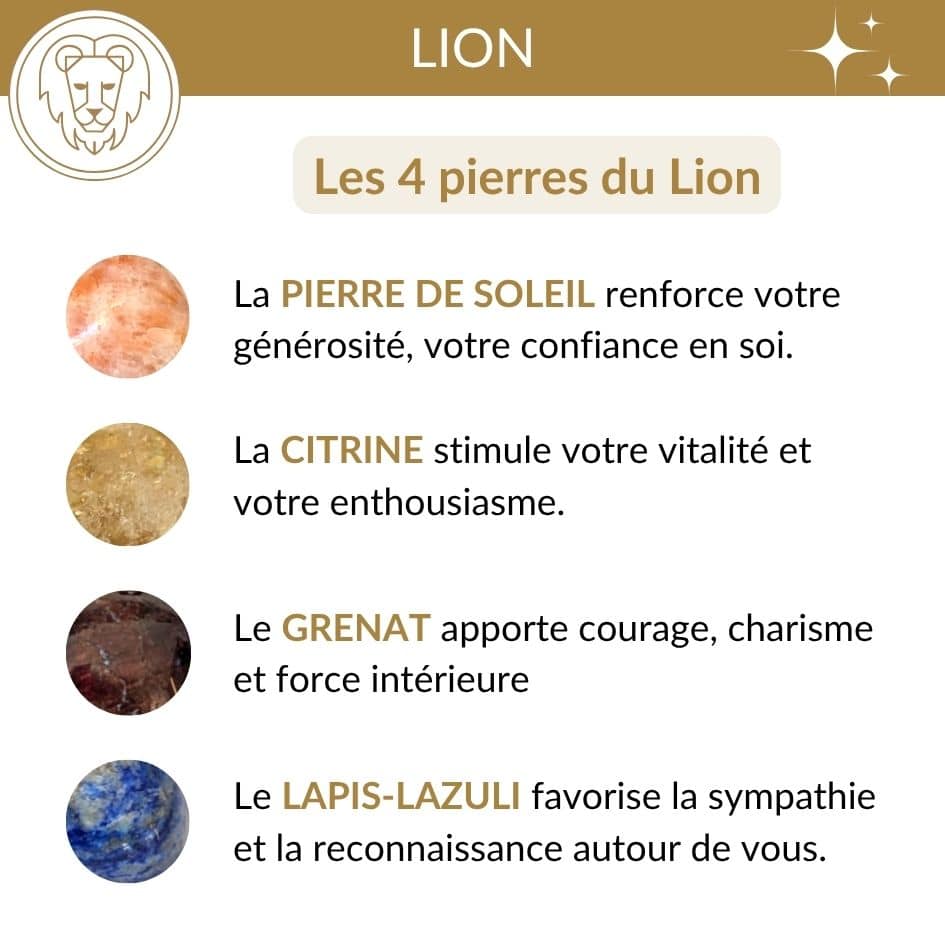 quelle pierre pour le signe lion pierre de soleil citrine grenat lapis lazuli lithotherapie lion confiance et charisme