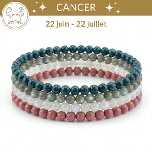 bracelets astro cancer pierres naturelles pierre de lune rhodonite apatite bleue labradorite lithotherapie signe astrologique cancer