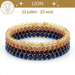 bracelets astro lion pierres naturelles pierre de soleil citrine grenat lapis lazuli lithotherapie signe astrologique lion