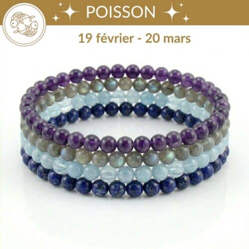 bracelets astro poissons pierres naturelles aigue marine labradorite lapis lazuli amethyste lithotherapie signe astrologique poissons