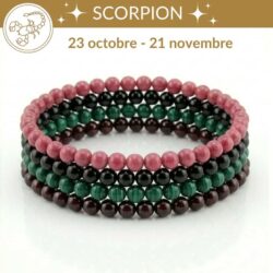 bracelets astro scorpion pierres naturelles obsidienne rhodonite grenat malachite lithotherapie signe astrologique scorpion