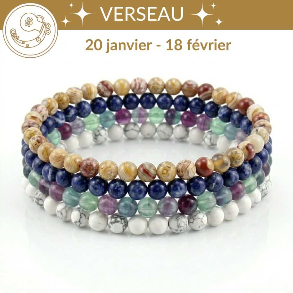 bracelets astro verseau pierres naturelles fluorite agate crazy lace sodalite howlite lithotherapie signe astrologique verseau