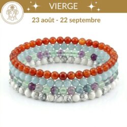 bracelets astro vierge pierres naturelles amazonite sodalite fluorite jaspe dalmatien lithotherapie signe astrologique vierge
