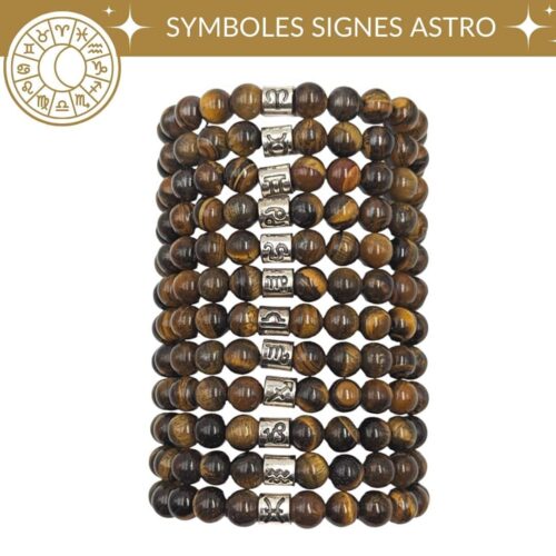 Bracelets symbole signe astrologique et Oeil de tigre