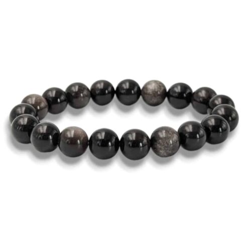 Bracelet Obsidienne argentée 10mm