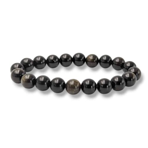 Bracelet Obsidienne dorée 10mm