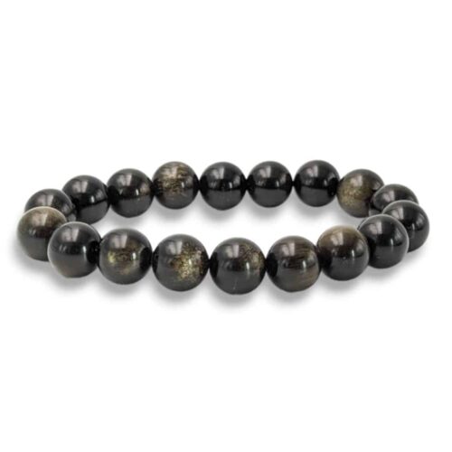 Bracelet Obsidienne dorée 12mm