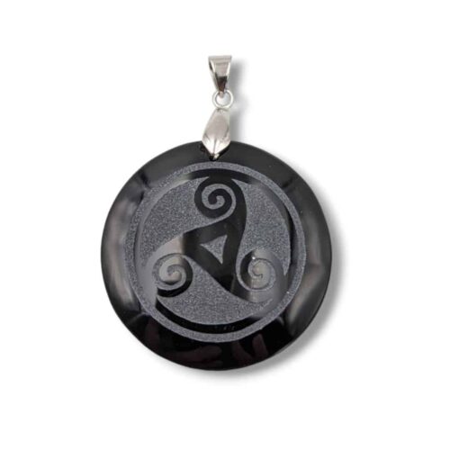 Pendentif Triskel Obsidienne