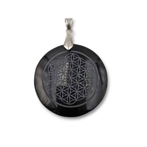 Pendentif Fleur de vie Obsidienne
