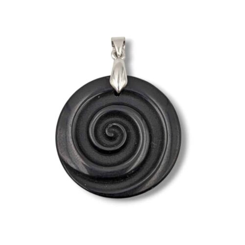 Pendentif Spirale Celtique Obsidienne