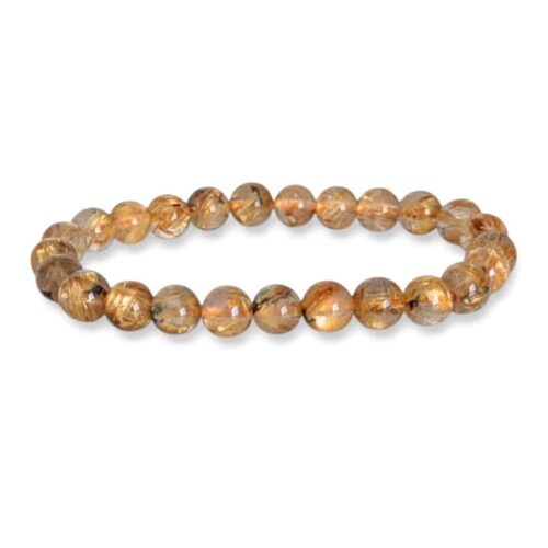 Bracelet Quartz rutile et Hématite 6mm