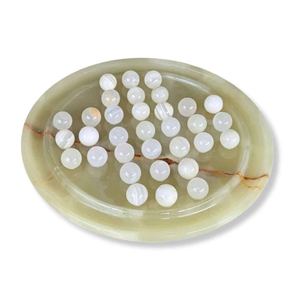 Jeu De Solitaire En Pierre Stéatite – Plateau Sculpté – Occasion