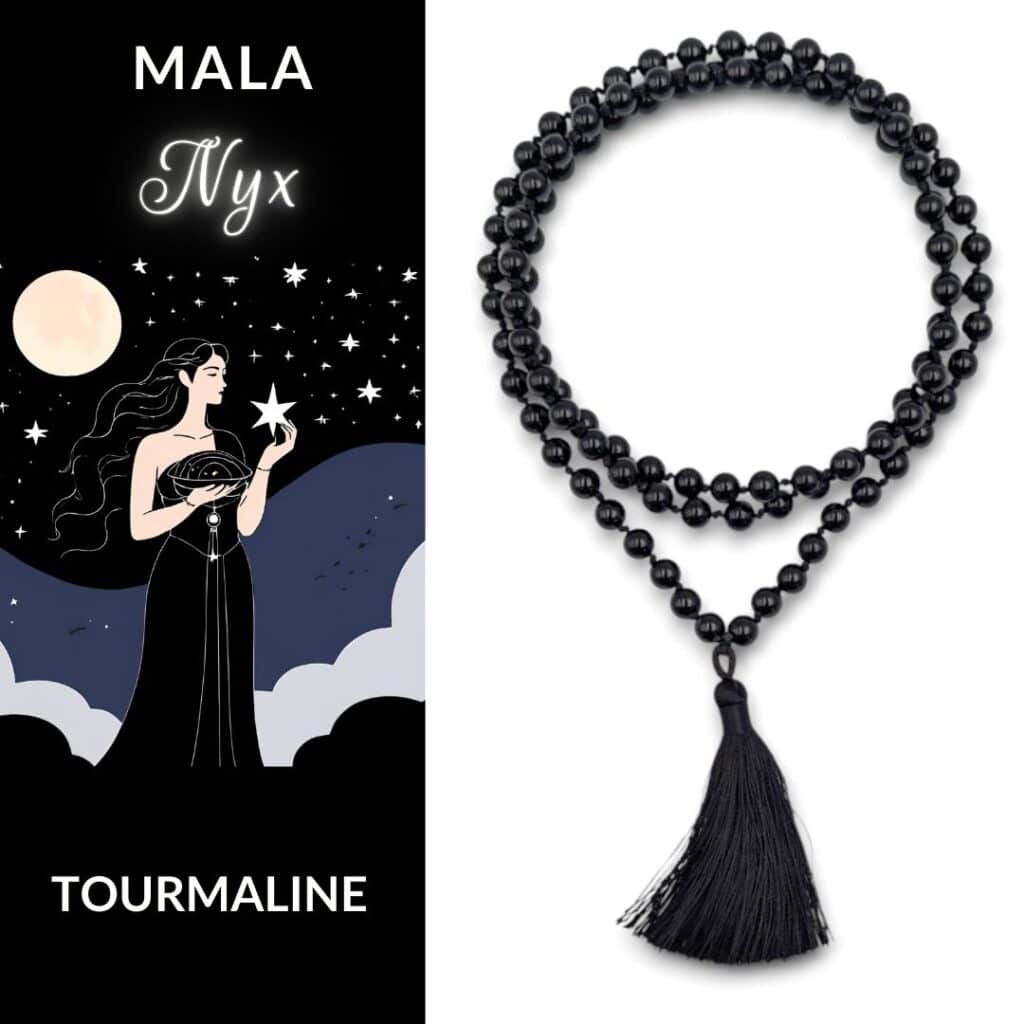 Mala en Tourmaline Noire – Nyx