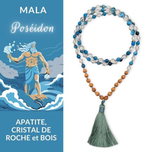 Mala en Apatite et Cristal de Roche – Poséidon