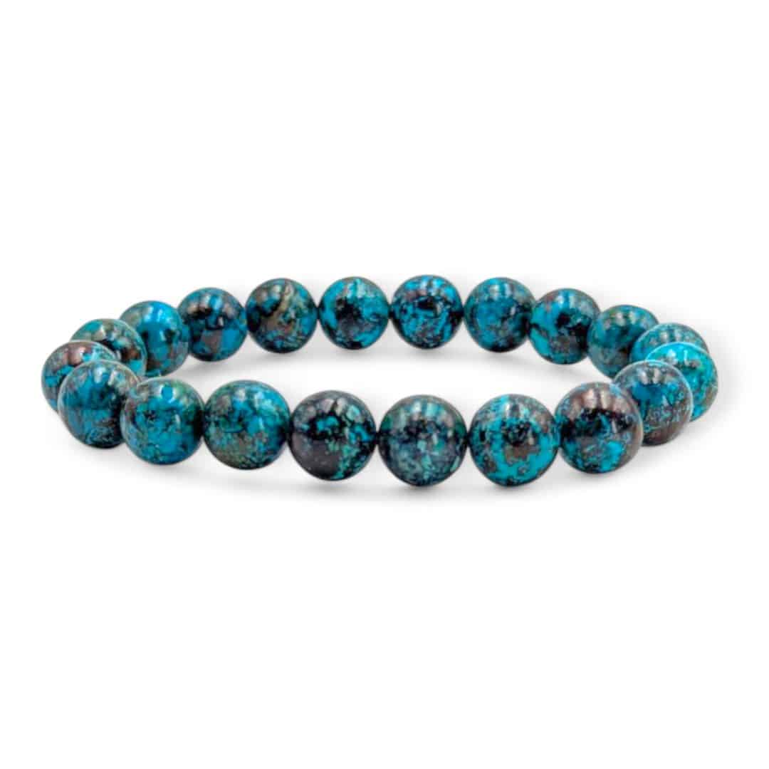 Bracelet Chrysocolle Du Mexique Lithothérapie - Longueur 18-19 Cm - Sans Fermoir - Neuf Sans Emballage