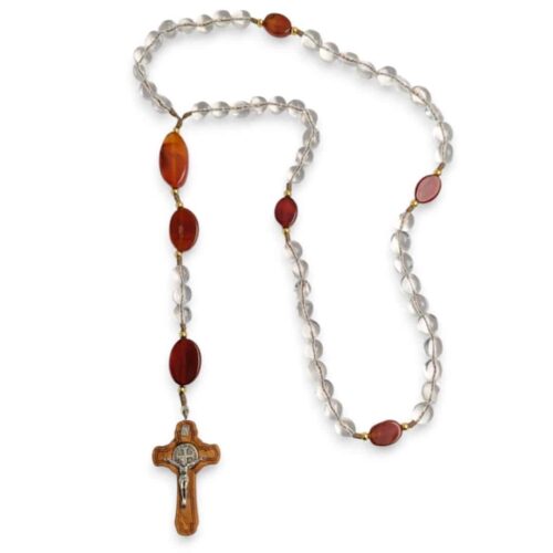 Chapelet Cristal de Roche - Cornaline