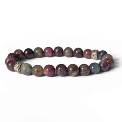 Bracelet Saphir multicolore 8mm avec intercalaires