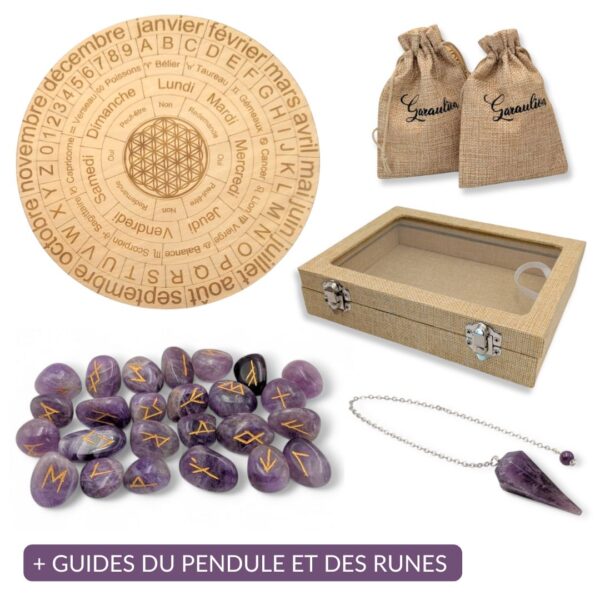 coffret runes et pendule améthyste