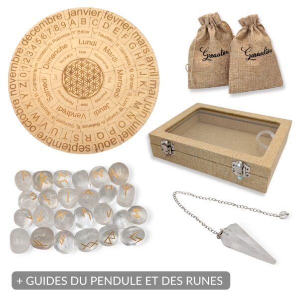 coffret runes et pendule cristal de roche