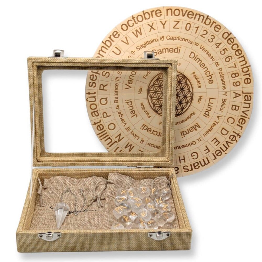 coffret runes et pendule cristal de roche