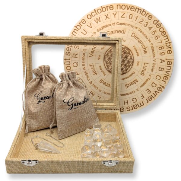 coffret runes et pendule cristal de roche