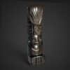 Statue Guerrier Totem Aztèque en obsidienne dorée naturelle, une sculpture artisanale unique aux reflets dorés, parfaite pour une décoration inspirée des civilisations aztèques.