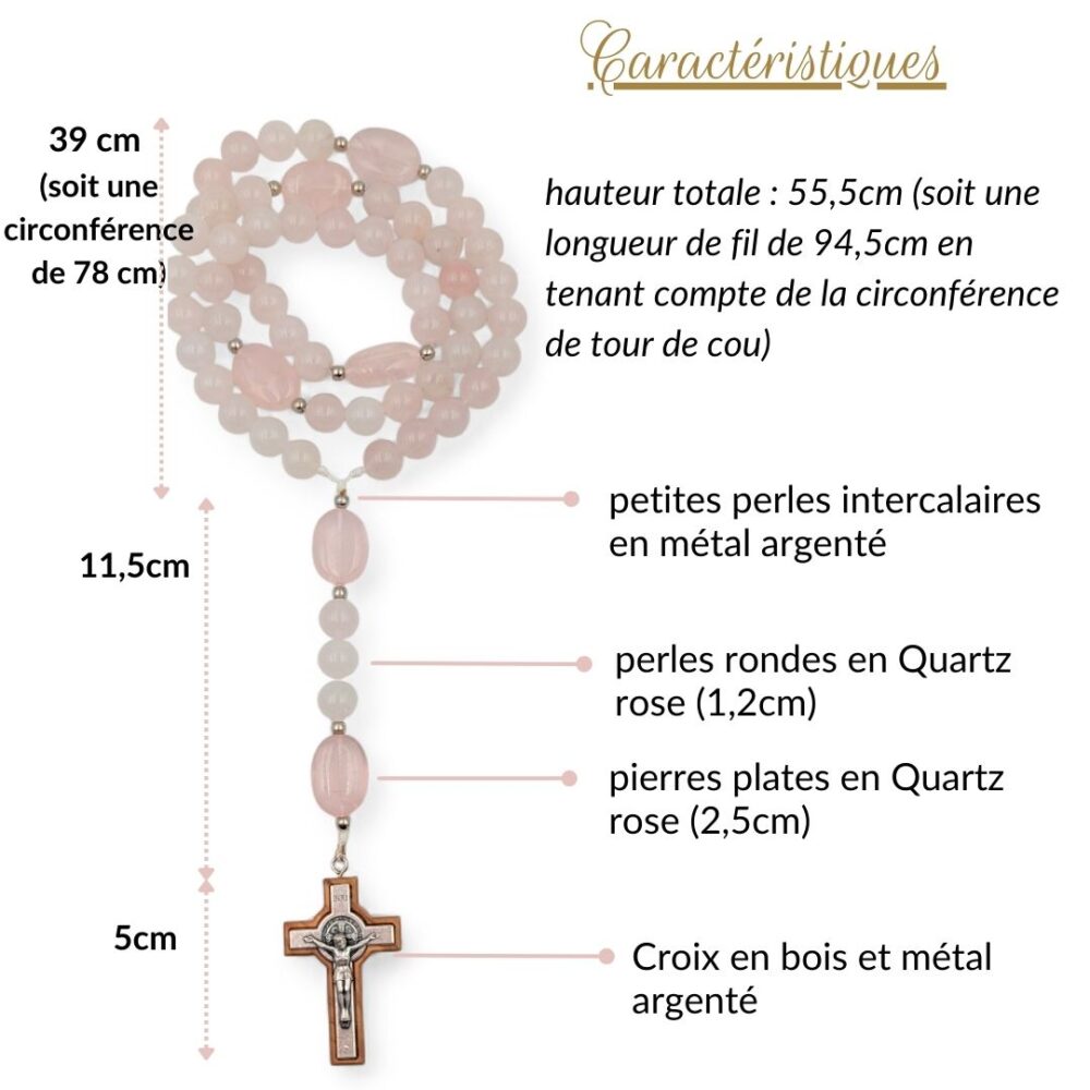 chapelet quartz rose