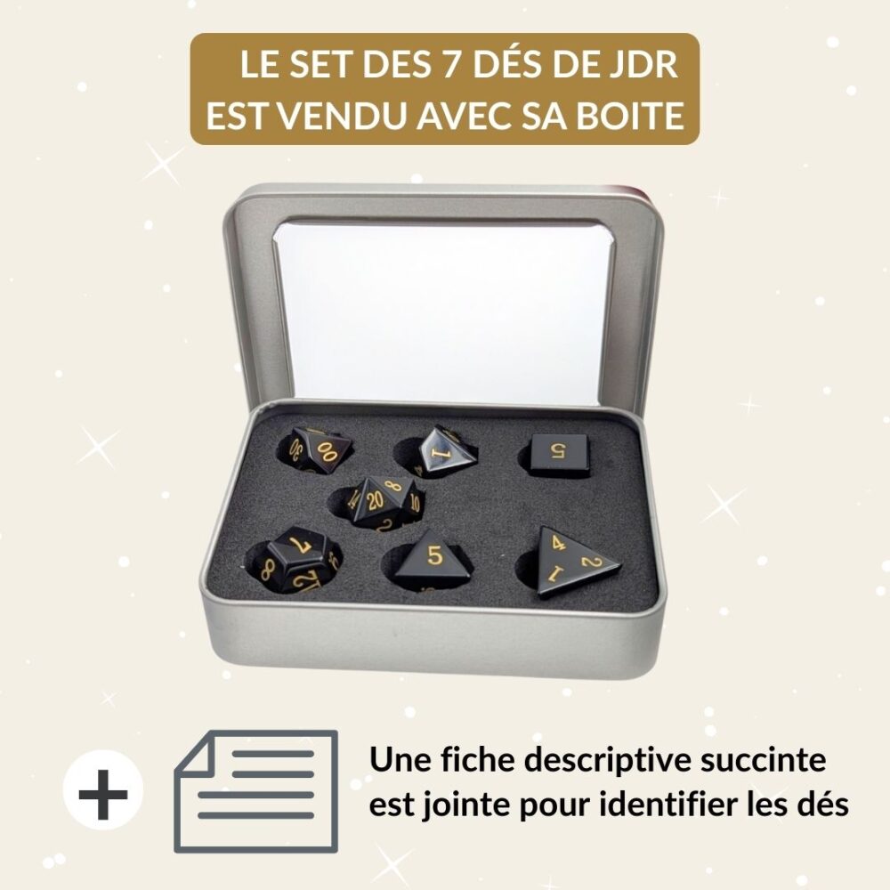 dés JDR obsidienne
