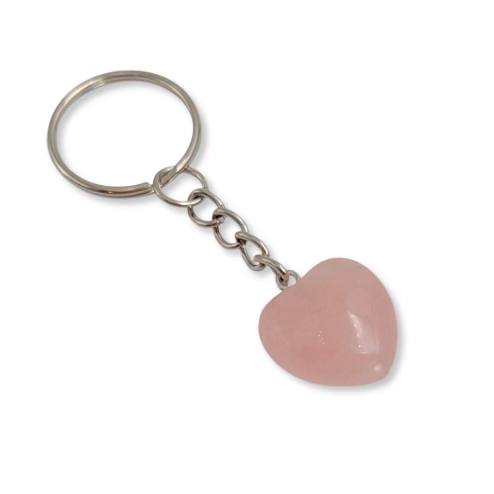 porte-clés coeur quartz rose