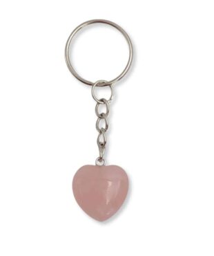 porte-clés coeur quartz rose