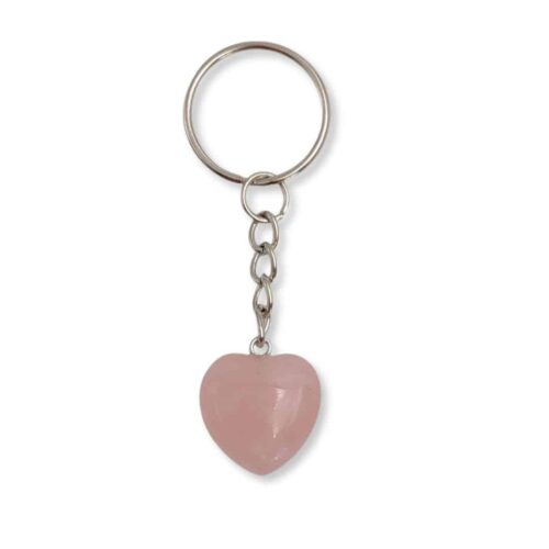 porte-clés coeur quartz rose