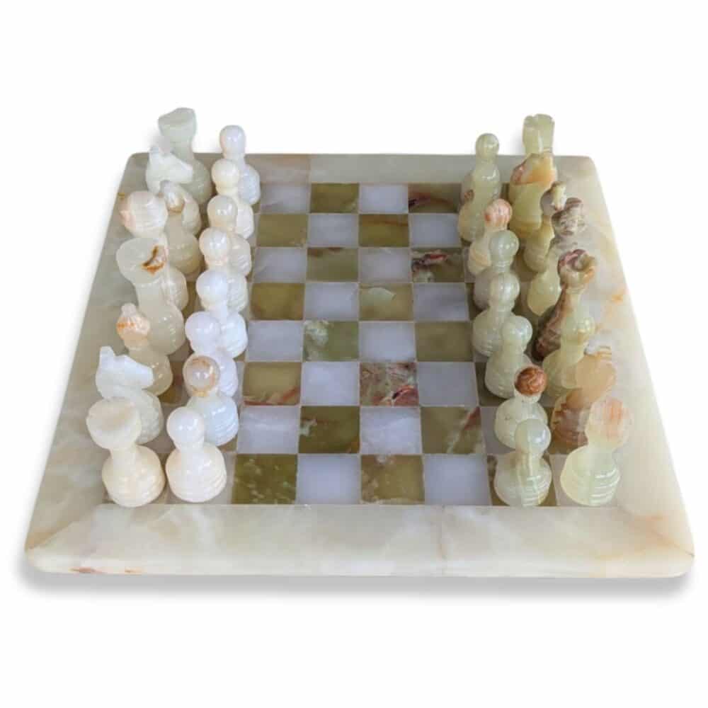 jeu échec vert et beige