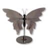 Papillon décoratif en agate grise naturelle, pièce unique 01, photographié de face – Garaulion