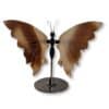 Papillon décoratif en agate naturelle aux tons marron, pièce unique 01, vue de face – Garaulion