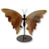 Papillon décoratif en agate naturelle aux tons marron, pièce unique 02, vue de face – Garaulion