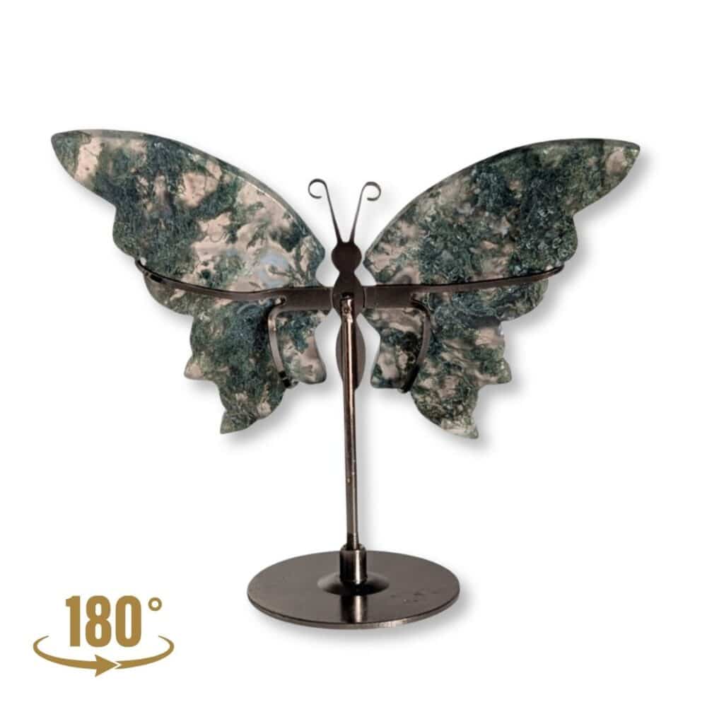 Vue arrière du papillon en agate mousse sculptée, pièce unique 01