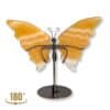 Vue arrière du papillon sculpté en calcite jaune, pièce unique 01